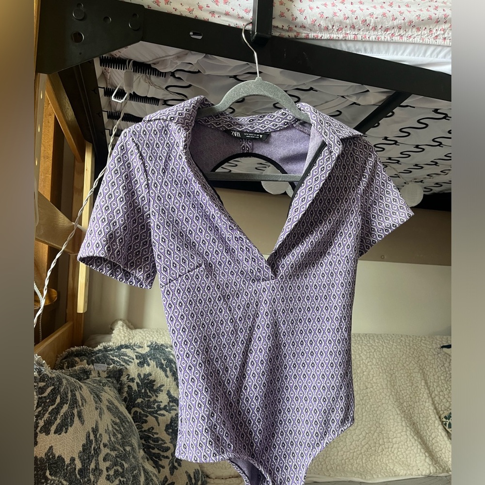 Zara purple bodysuit with open back